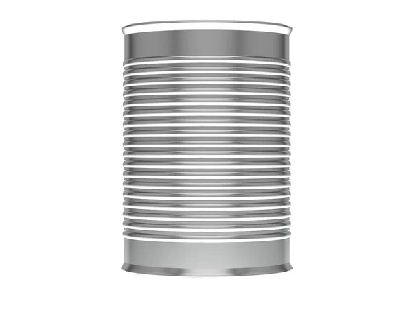 Metallic Ribbed Tin Cans. 3d render. — Stock Photo, Image