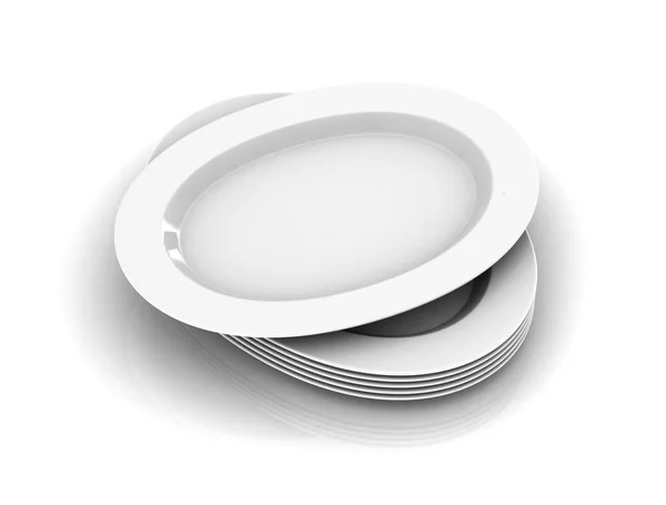 흰색 배경.3d 그림에 빈 접시 — 스톡 사진