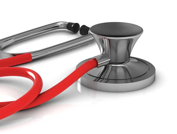 Red Stethoscope on white. 3d render — Stock Photo, Image