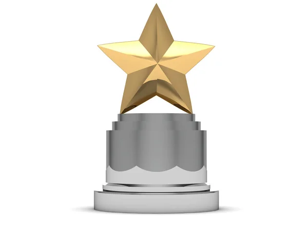 Gold star trophy award isolated on white. 3d rendering — Stock Photo, Image