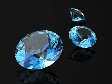 Aquamarine üzerinde siyah background.3d illüstrasyon