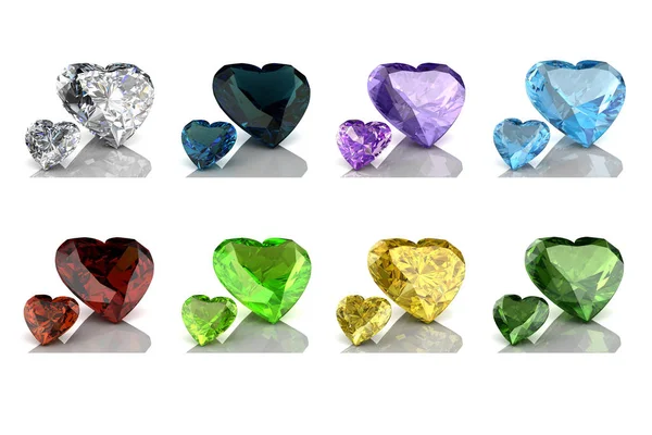 Conjunto de gemas de colores. Ilustración de representación 3D — Foto de Stock
