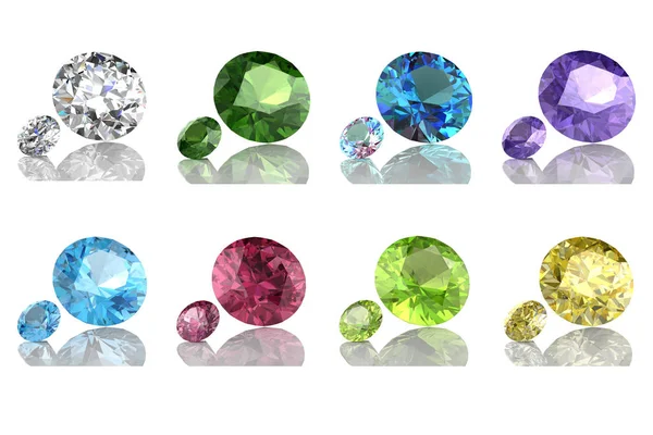 Set di gemme colorate. Illustrazione rendering 3D — Foto Stock