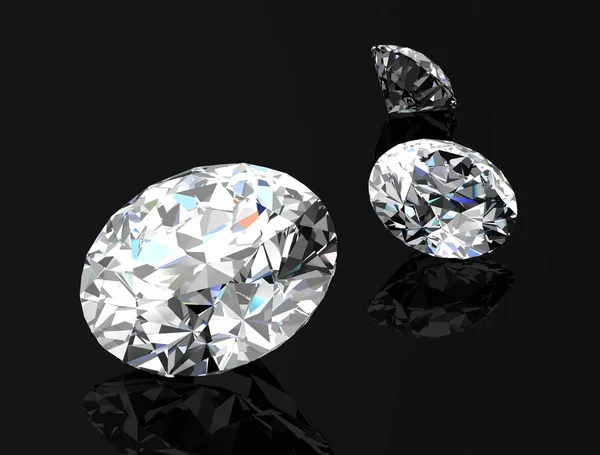 Diamant sieraad op zwarte achtergrond (3D-afbeelding met hoge resolutie) — Stockfoto