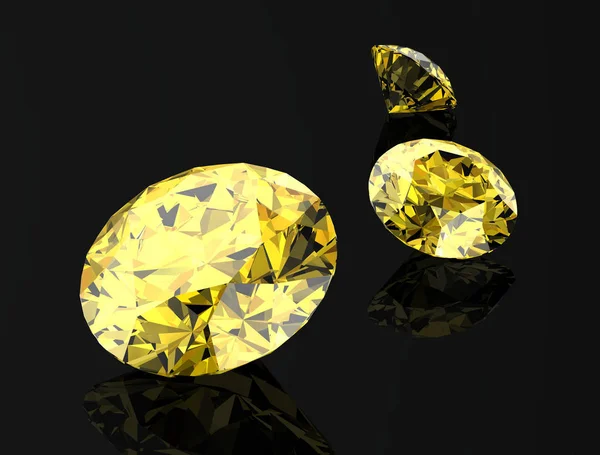 Yellow sapphire on black background.3D illustration — Stock Photo, Image