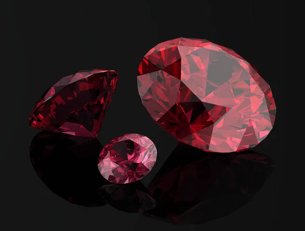 Драгоценный камень Ruby или Rodolite на черном фоне. — стоковое фото