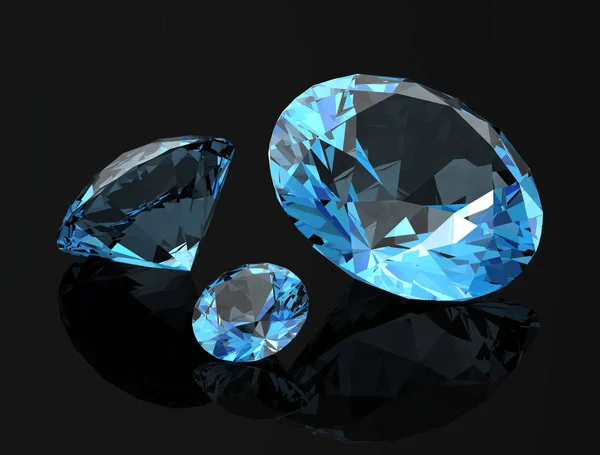 Aquamarine  on black background.3D illustration — Stock Photo, Image