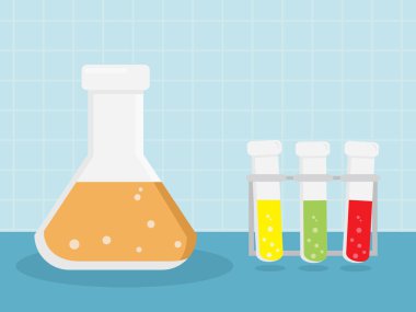 farklı renklerde sıvılar ile Laboratuar kapkacakları