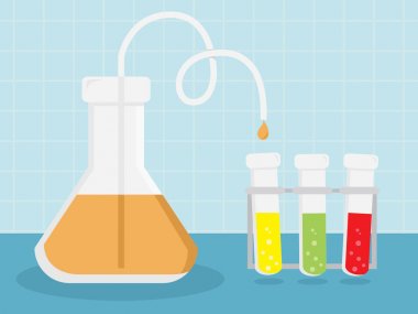 farklı renklerde sıvılar ile Laboratuar kapkacakları