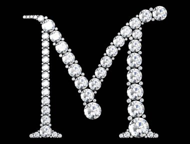 Mücevher taşlı elmas harfler (yüksek çözünürlüklü 3B resim)