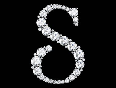 Mücevher taşlı elmas harfler (yüksek çözünürlüklü 3B resim)