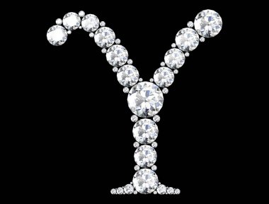 Mücevher taşlı elmas harfler (yüksek çözünürlüklü 3B resim)