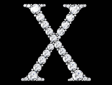 Mücevher taşlı elmas harfler (yüksek çözünürlüklü 3B resim)