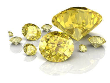 Parlak beyaz sarı safir illüstrasyon (yüksek çözünürlükte 3d ıma