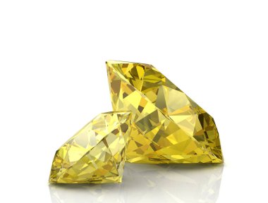 Parlak beyaz sarı safir illüstrasyon (yüksek çözünürlükte 3d ıma