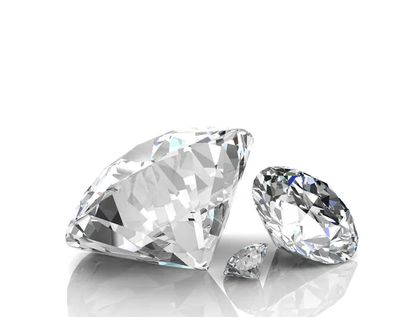 Diamant op witte achtergrond (hoge resolutie 3D-beeld) — Stockfoto