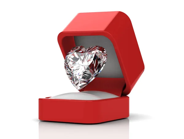 Diamante en una caja de regalo (imagen 3D de alta resolución) ) —  Fotos de Stock