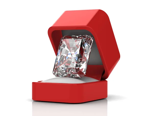 Алмаз в подарочной коробке (3D изображение с высоким разрешением) ) — стоковое фото