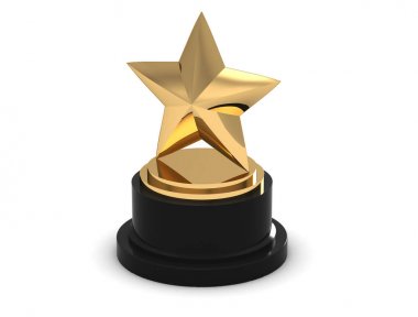Beyaz altın yıldız Ödülü Ödülü. 3D render