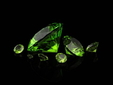 Peridot mücevher üzerinde siyah background.3d illüstrasyon