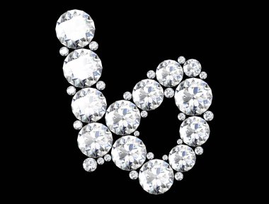 Mücevher taşlı elmas harfler (yüksek çözünürlüklü 3B resim)