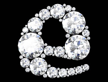 Mücevher taşlı elmas harfler (yüksek çözünürlüklü 3B resim)