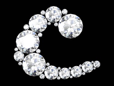 Mücevher taşlı elmas harfler (yüksek çözünürlüklü 3B resim)