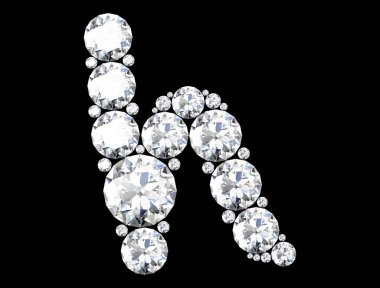 Mücevher taşlı elmas harfler (yüksek çözünürlüklü 3B resim)