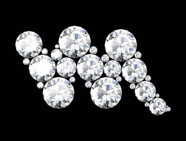 Mücevher taşlı elmas harfler (yüksek çözünürlüklü 3B resim)