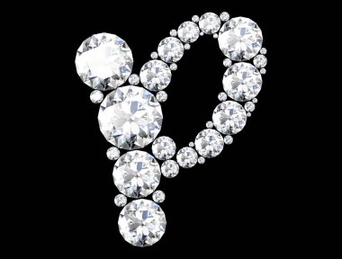 Mücevher taşlı elmas harfler (yüksek çözünürlüklü 3B resim)