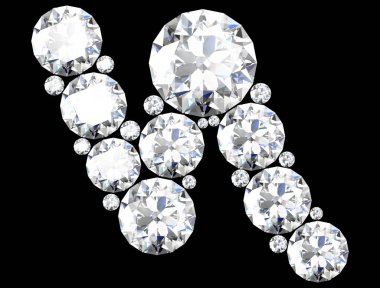 Mücevher taşlı elmas harfler (yüksek çözünürlüklü 3B resim)