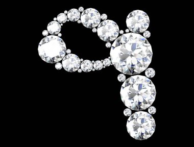 Mücevher taşlı elmas harfler (yüksek çözünürlüklü 3B resim)