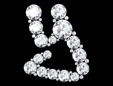 Mücevher taşlı elmas harfler (yüksek çözünürlüklü 3B resim)