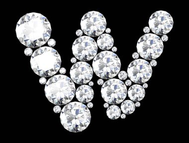 Mücevher taşlı elmas harfler (yüksek çözünürlüklü 3B resim)