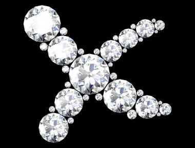 Mücevher taşlı elmas harfler (yüksek çözünürlüklü 3B resim)