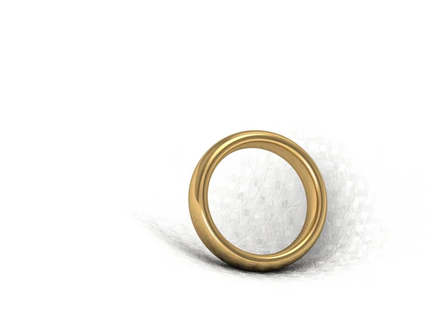 Bague de mariage en or sur fond blanc. Illustration 3d — Photo