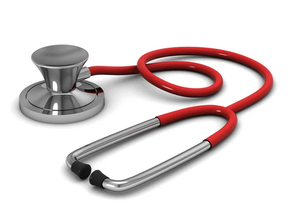 Red Stethoscope on white. 3d render — Stock Photo, Image