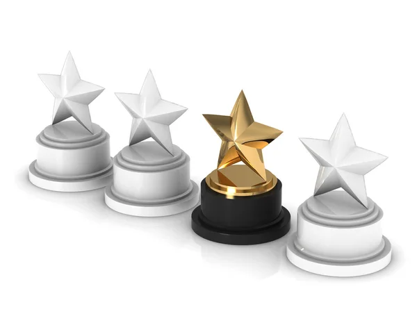 Gold star trophy award on white. 3d rendering — Stock Photo, Image