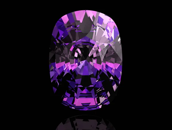 紫水晶在黑色 background.3d 图 — 图库照片