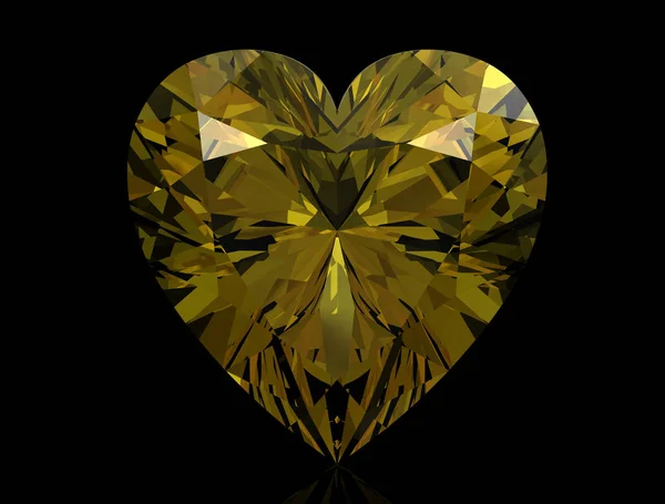 Yellow sapphire on black background.3D illustration — Stock Photo, Image