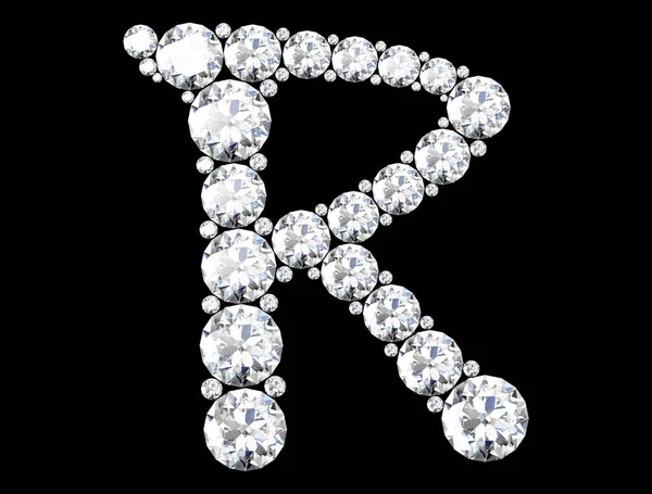 Diamant brieven met edelstenen geïsoleerd op zwart (hoge resolutio — Stockfoto