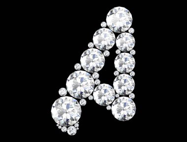 elmas harflerle siyah (yüksek resolutio izole değerli taşlar