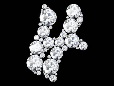 elmas harflerle siyah (yüksek resolutio izole değerli taşlar