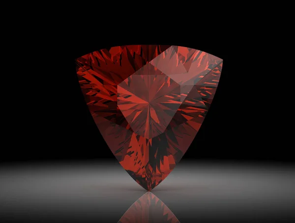 Ruby or Rodolite gemstone on black background.3D illustration