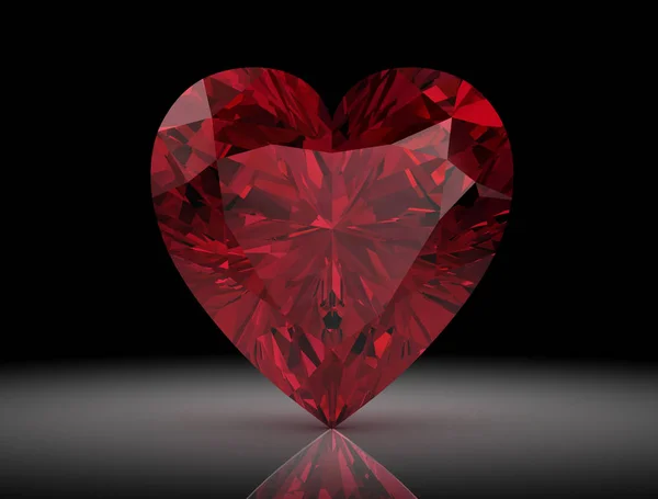 Ruby or Rodolite gemstone on black background.3D illustration — Stock Photo, Image