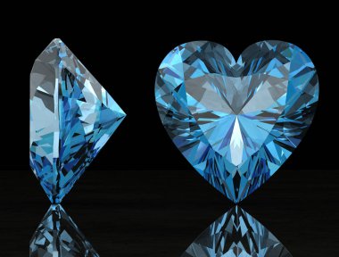 Parlak beyaz mavi topaz illüstrasyon (yüksek çözünürlükte 3d görüntü)