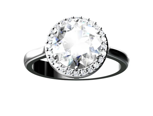 Bague Fiançailles Diamant Bague Mariage Sur Isolat Blanc Image Haute — Photo