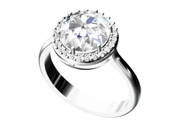 Diamant Verlobungsring Ehering Auf Weißem Isolat Hochauflösendes Bild — Stockfoto