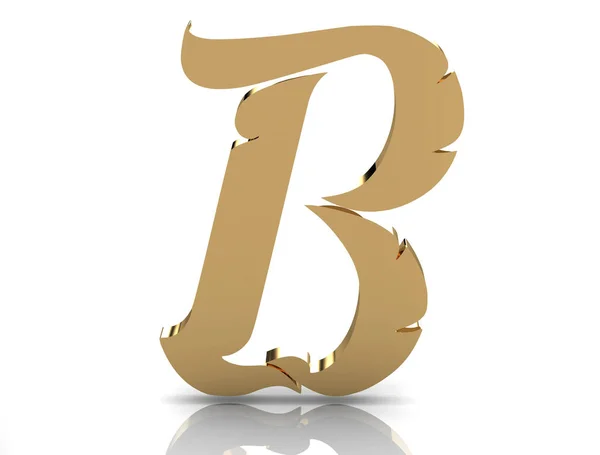 Визуализация Буквы Золотом Металле Белом Фоне — стоковое фото