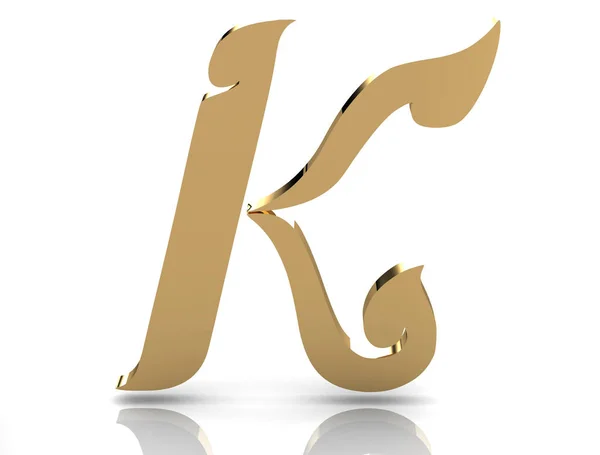 Рендеринг Буквы Золотом Металле Белом Фоне — стоковое фото